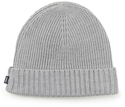 Joop! Jeans Herren warme Strickmütze aus 50% Wolle und 50% Polyacryl, Grey