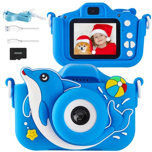 Kinderkamera, POSO Fotoapparat Kinder mit 32GB SD-Karte, 1080P HD Kamera 3 Jahre, 2,0-Bildschirm Fotokamera Kinder für 3-10 Jahre Jungen und Mädchen Geburtstagsgeschenk Weihnachten Spielzeug