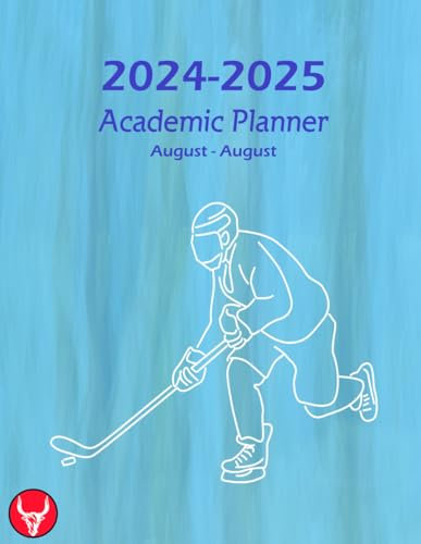 Academic Planner 2024-25: Ice Hockey - Simple 13 Month Calendar, August-August, 2 Pages to Month for School, College, Students, Teachers, 8.5x11