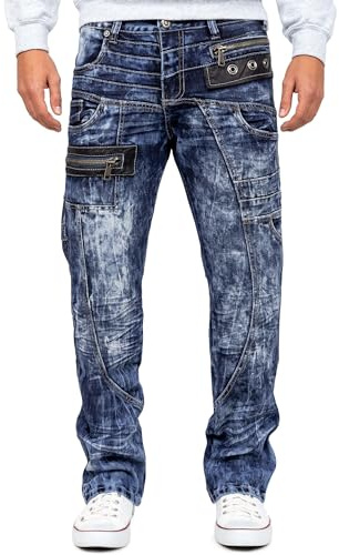 Cipo & Baxx Herren Jeans Slim & Regular Fit Bikerstyle Strass | Denim mit Destroyed-Effekten, markante Details, verschiedene Schnitte, individueller Look für Alltag und Freizeit