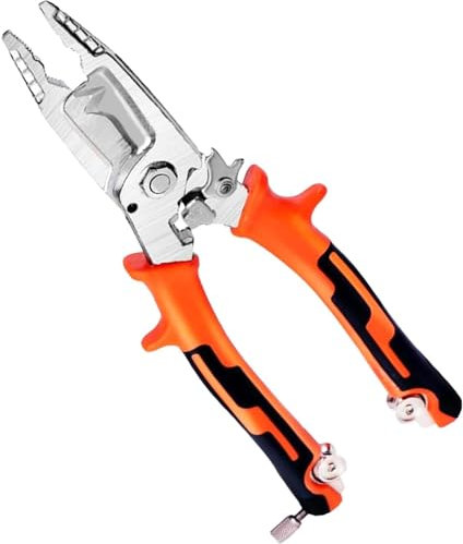taphet 10 in 1 Multifunction Wire Stripper, Professional Crimping Tool, Orange, Carbon Steel