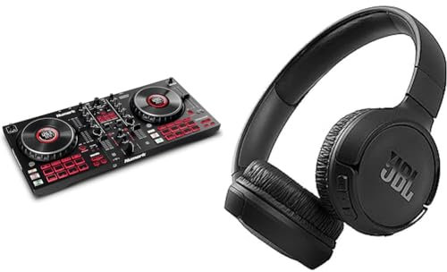 Numark Mixtrack Platinum FX - DJ Controller Pult mit 4-Deck Kontrolle & JBL Tune 510BT – Bluetooth Over-Ear Kopfhörer in Schwarz