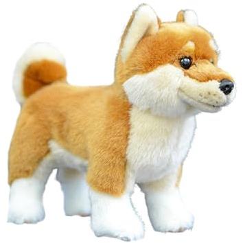 Tiny Heart Shiba Inu Hund Stofftier Plüschtier 28cm/11” realistisches Shiba Inu Hund Plüsch schönes Tier niedliche und weiche Geschenke Hund für Kinder Jungen und Mädchen Spielzeug braun