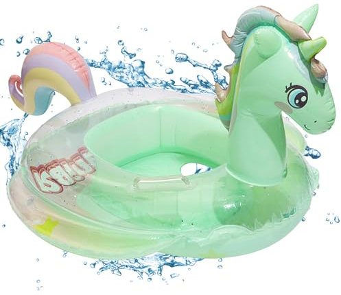 SOETDERT Bouée Bébé, Licorne Bouée de Natation avec Siège, Anneau de Natation Gonflable, Enfant Bague De Natation Piscine, Aide à la Natation, Bouée Piscine pour bébé de 6 à 36 Mois (Vert)