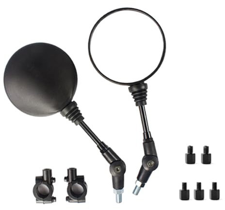 AULESSE Universal Motorrad Spiegel Set, 7/8 22mm E-Geprüft Rückspiegel Spiegel, Runde Klappbare Lenkerspiegel für Motorräder Roller Cruiser Street Bike ATV mit M8 M10 Schrauben