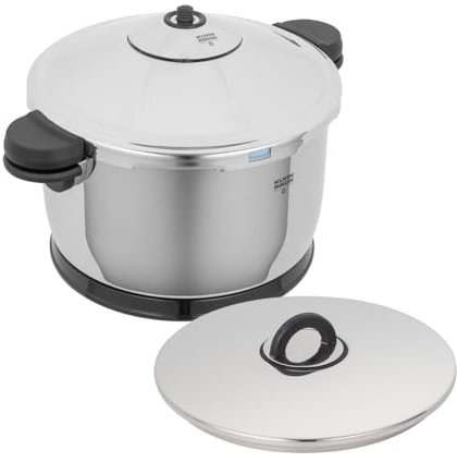 Kuhn Rikon DUROTHERM® PRO Black Schnellkochtopf 5.0 L · Ø 22 cm Kochtopf mit Thermountersetzer, warmhalten, Thermo-Funktion mit Untersetzer