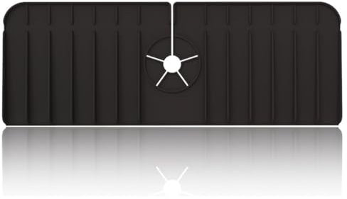 EORPAVU Tappetini per lavello da cucina,Tappetino di scarico per rubinetto in silicone da cucina anti-spruzzo per lavabo, tampone di scarico per rubinetto,37 * 14 cm(nero)