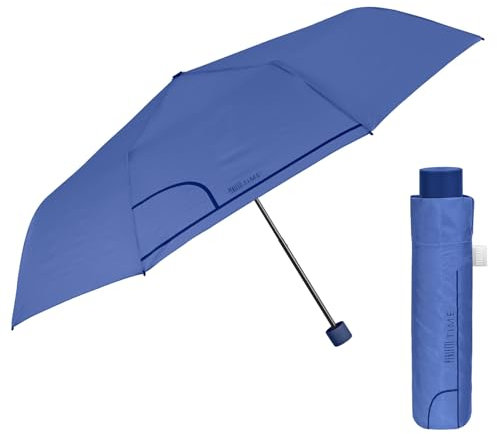 PERLETTI Paraguas Plegable Mujer Antiviento - Paraguas Compacto Resistente Manual - Paraguas Mini Pequeño Ligero de Bolso - Sombrilla Lluvia Portátil - Diámetro 97 cm (Índigo)