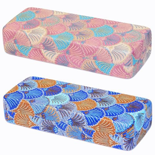 Brillenetui Hardcase 2 Stücke - Kunstleder Etui Mit Ginkgo Muster für Brillen und Sonnenbrillen - Für Damen und Mädchen