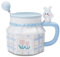 ZONSUSE Taza Divertida Conejo,Taza Cafe Conejo,Taza Hexagonal Creativa,con Estampado de Tulipanes,Taza de Conejo,con Tapa y Cuchara,Taza de Regalo Original para Hombres Mujeres 350 ml (Conejito Azul)