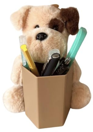Cute Since 1999 Stiftehalter Kinder - Kuscheltier Stifte Organizer - Hunde Stiftebox- Schulgeschenk für Jungen und Mädchen - Bürobedarf & Schreibwaren - Pinselhalter - 15x17cm