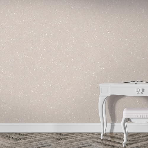 Belka B7 Glänzende Creme Tapete - Reine Baumwolle & mineralischer Glimmerstein - selbstklebend - Wärme- & schalldämmend - Modern & stilvoll, DIY Öko & Natürlich | ca. 9 qm (m²)