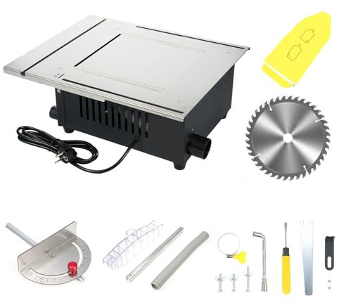 Tragbare Tischkreissäge, 1600 W, kompakte Tischkreissäge, 5000 U/min, Tischkreissäge mit 40-Zahn-Sägeblatt und Sicherheitsschalter, Staubsammler, 90° vertikaler Schnitt, 55 mm Schnitttiefe