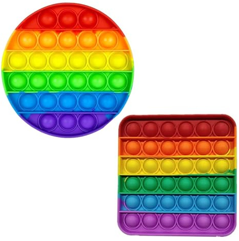 2 Stück Pop It Spielzeug, Pop It Baby, Plopp Spielzeug, Popped, PopSpielzeug Kinder, Für Kinder Und Erwachsene (Quadratisch, Rund)