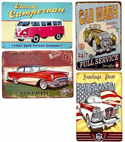 DiiliHiiri 2635-219-225-239-264 Poster en tôle d'atelier mécanique vintage rétro Voiture américaine Décoration de garage Accessoires garage 30 x 20 cm
