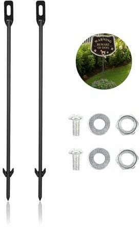 Acuxiaza Black Yard Sign Stakes 2 Pack Yard Sign Holder 16.5 x 0.3 Inches Heavy Duty Metal Stakes For Garden Stainless Steel Garden Stakes Plant Support Sticks For Outdoor(Hardware Included)Black