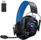 Krysenix KGH2 Gaming Headset Wireless, 2,4G Gaming Headset für PC, PS4, PS5, Mac, Switch, Bluetooth Kopfhörer Mit Mikrofon Geräuschunterdrückung, LED Licht, 40 Stunden Akkulaufzeit, Schwarz Blau