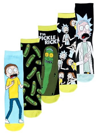 United Labels 5 Paar Rick and Morty Socken für Herren, bunt, 40-45, Herrensocken, Männer Strümpfe