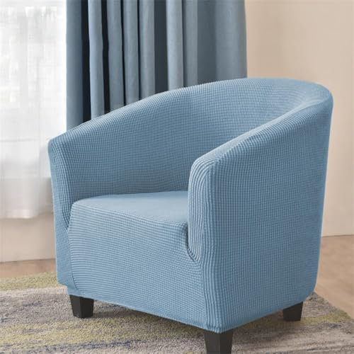 Hearda Jacquard Volltonfarbe Sesselschoner 1-Teilig Sesselbezug, Stretch Spandex Sesselüberwurf Weiches Modern Sesselhusse,für Wohnzimmer Clubsessel Esszimmer Büro Sessel Bezug (Blau)