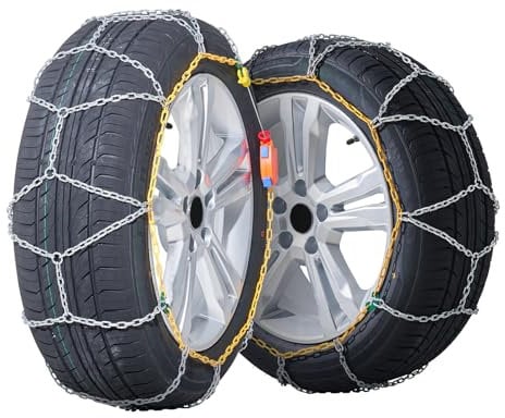 VEVOR Schneeketten 2 Stk. Notfall-Traktionsketten Mangan-legierter Stahl 68/61cm für Autos Pickups SUVs Lkws für 225 65 R15; 215 60 R16; 225 55 R16; 225 60 R16; 215 55 R17; 225 50 R17; 225 55 R17