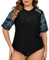 Halcurt UV Shirt Damen Große Größen Rash Guard Kurzarm 1/4 Zip UPF 50+ UV Schutz Badeshirt Schwimmshirt Schnell Trocknender Bademode 3X