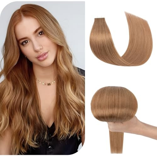 Benehair Tape in Extensions Echthaar, 30CM Tape in Haarverlängerungen, Invisible Echthaar Extension mit Tapes, Seidig Glatte Echthaars Extension, 10Pcs 20g Licht Braun #6A