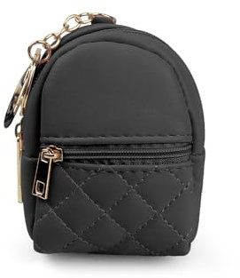 AfitLulu Porte Monnaie Mini Sac à Dos Forme Petit Portefeuille Femme avec Porte-Clés et 2 Couches Fermeture Éclair Poche, Portefeuille Femme Format pour Stockage Monnaie Clé Rouge à Lèvres (Noir)