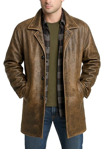 Fashion_First Dean Winchester Supernatural Jensen Ackles Veste vintage en peau de mouton Manteau pour homme, Brun âgé., M