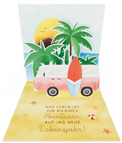 Grafik-Werkstatt |Pretty Pop-Up Mini-Karte | dreidimensional | Geburtstag | Abenteuer