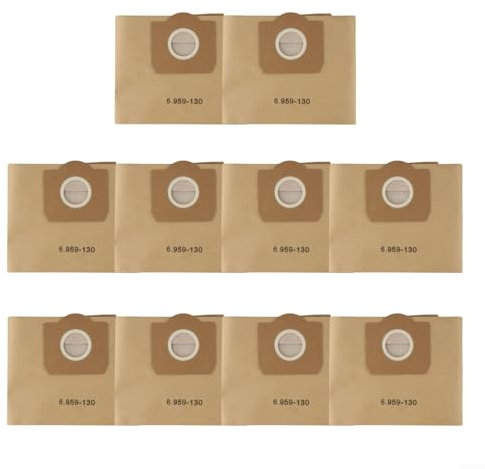 Lot de 10 sacs à poussière de rechange pour aspirateur Karcher 6.959-130.0 pour WD3, A2201, A2204, 2504, 2554, 2251