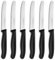 Ruffulon Coltelli da Tavola,6 Pezzi, Set Coltelli da Cucina Professionali,Coltelli da pomodoro in acciaio inox,Coltello da pane,Coltello Seghettato Affilato,Posate Nere,Lavabili in Lavastoviglie