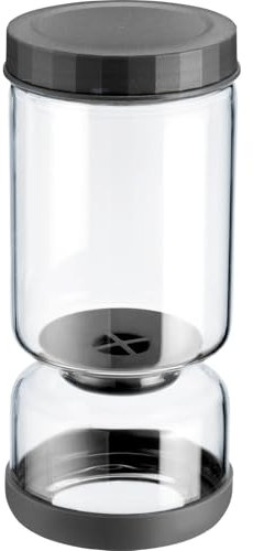 Westmark Verre égouttoir 1 pièce – Verre à égouttoir multifonctionnel pour kimchi et concombres à égoutter et à servir – Transparent-noir, 1300 ml