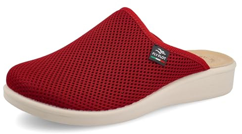 Fly Flot Damen Ciabatta Donna Chiusa in Rete Elastica, Sottopiede Imbottito Antishock in Pelle steckdosenleiste