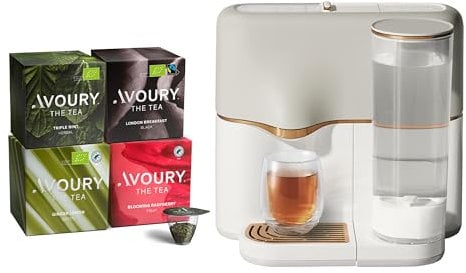 Avoury One Teemaschine mit Kapselsystem – Premium Teebereiter für Teekapseln mit automatischer Temperaturregelung, modernes Design (Copper Cream, im Bundle)