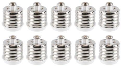 Gorise Kit Adattatore Da 10 Pezzi E40 a E27, Convertitore Di Presa Luce Base E40 a Base Media E27 Per Lampadine Alogene