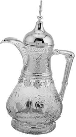 POPETPOP Glass Pitcher Lid and Spout Middle Eastern Style Water Jug for Juice Tea and Cold Beverages Vintage Design for Home Decor and Entertaining