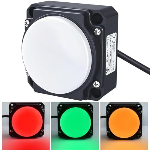 3-Color LED Warning Light, 30mm Hole, Red/Yellow/Green Stack Light, 85dB Buzzer, Industrial Indicator Beacon, Column Signal Tower 24V Square 80 * 80mm