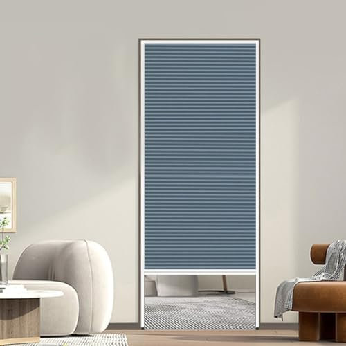 Porta pieghevole verticale invisibile per camera da letto, armadio, divisorio senza fori, porta scorrevole oscurante, per uso interno, 75 x 80 cm, blu