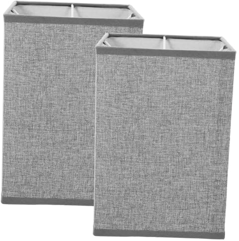 Leinen Lampenschirm 2 Stück Quadratischer, Moderner für Zuhause | Weiches Licht, Einfache Montage, Loch 4,2cm, Halterung und Weißer Mesonring für Büro