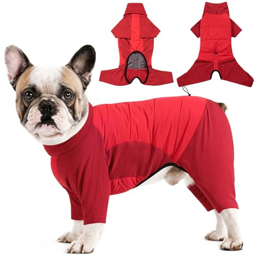 Dotoner Winter Hundemantel mit Beinen, Elastischer Hundejacke Hund-Overall Fleecefutter Warm, Winddichte Hund Wintermantel mit Geschirrloch für kleine, mittelgroße und große Hunde