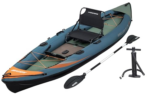 Bestway Hydro Force Kajak-Set Angler Elite 380x99 cm – Aufblasbares Angelkajak für 1 Person, Schlauchkajak Komplettset mit Anglersitz, Paddel & Pumpe