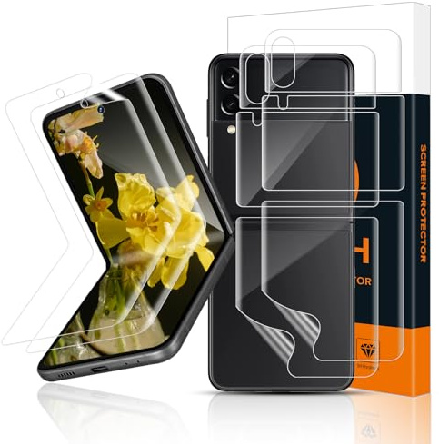 Carantee 2 Pack Verre Trempé pour Samsung Galaxy Z Flip 4/3 5G, +2 vitre protection Ecran Arrière, Anti Rayures, Sans bulles, Souple TPU, Haute Sensibilité, Haute définition Z Flip 4 protection écran