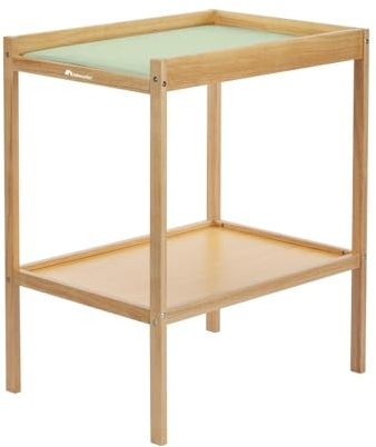 Bebeconfort Daisy 2, Table à langer bébé, 0-12 mois (11 kg), Matelas à Langer Inclus, Imperméable, Facile à Nettoyer, Sécurité Assurée, Accès Facile, Étagère de Rangement, Montage Simple, Natural Wood