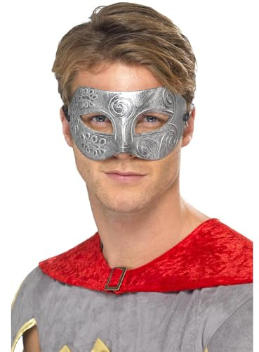 Smiffys Metallic Warrior Colombina Eyemask, Silver , Eyemasks Fancy Dress, Adult Dress Up Eye masks