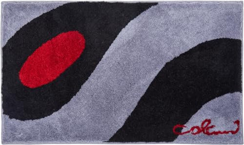 Grund COLANI Exklusiver Designer Badteppich 100% Polyacryl, ultra soft, rutschfest, ÖKO-TEX-zertifiziert, 5 Jahre Garantie, Colani 35, Badematte 60x100 cm, hellgrau-schwarz