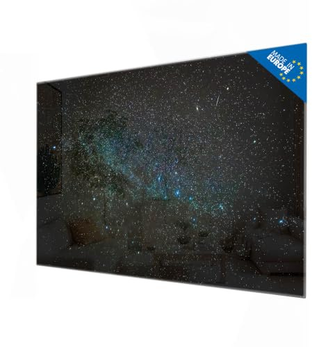 banjado Glas-Magnettafel in 90x60cm, beschreibbar und magnetisch | Glas-Pinnwand für Notizen und Bilder, mit Motiv Nachthimmel für flexible Raumgestaltung