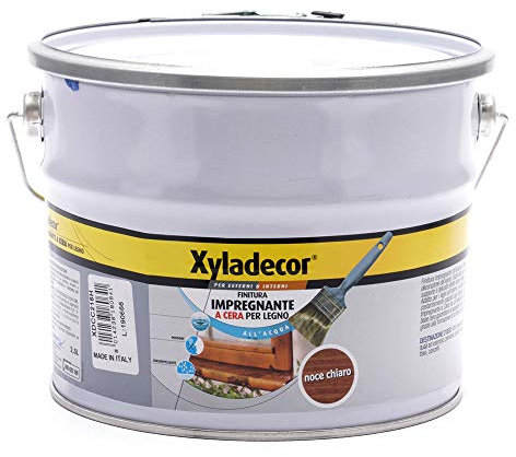 Xyladecor FINITURA IMPREGNANTE A CERA PER LEGNO Interni ed Esterni a Base Acqua colore NOCE CHIARO 2,5L, 2.5 L