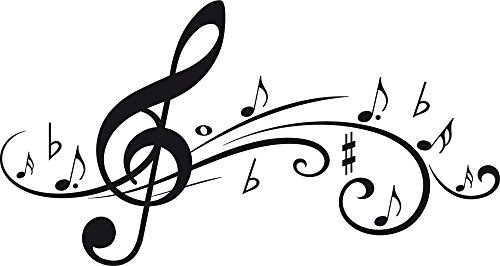 GRAZDesign Wandtattoo Musik Wohnzimmer Jugendzimmer Musikraum | Wandaufkleber Notenschlüßel - 56x30cm / 070 schwarz