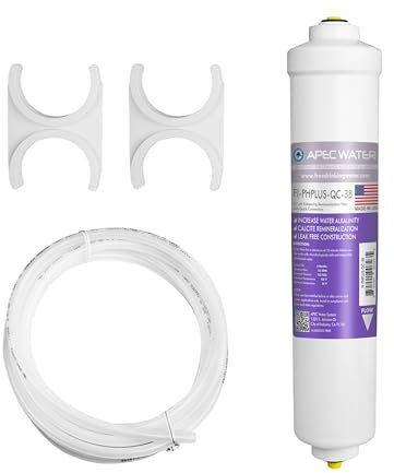 APEC Water Systems PHPLUSKIT-38 - Kit filtro alcalino in linea al carbonato di calcio ad elevata purezza PH+ da 25,4 cm, con tubo D da 3/8