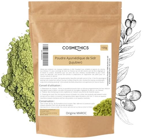 Ayurveda-Pulver von Sidr (Jujube) 100g Cosm'Ethics® 100% Natural reinigt die Kopfhaut stellt Volumen und Glanz wieder her wiederverschließbarer Beutel für optimale Aufbewahrung